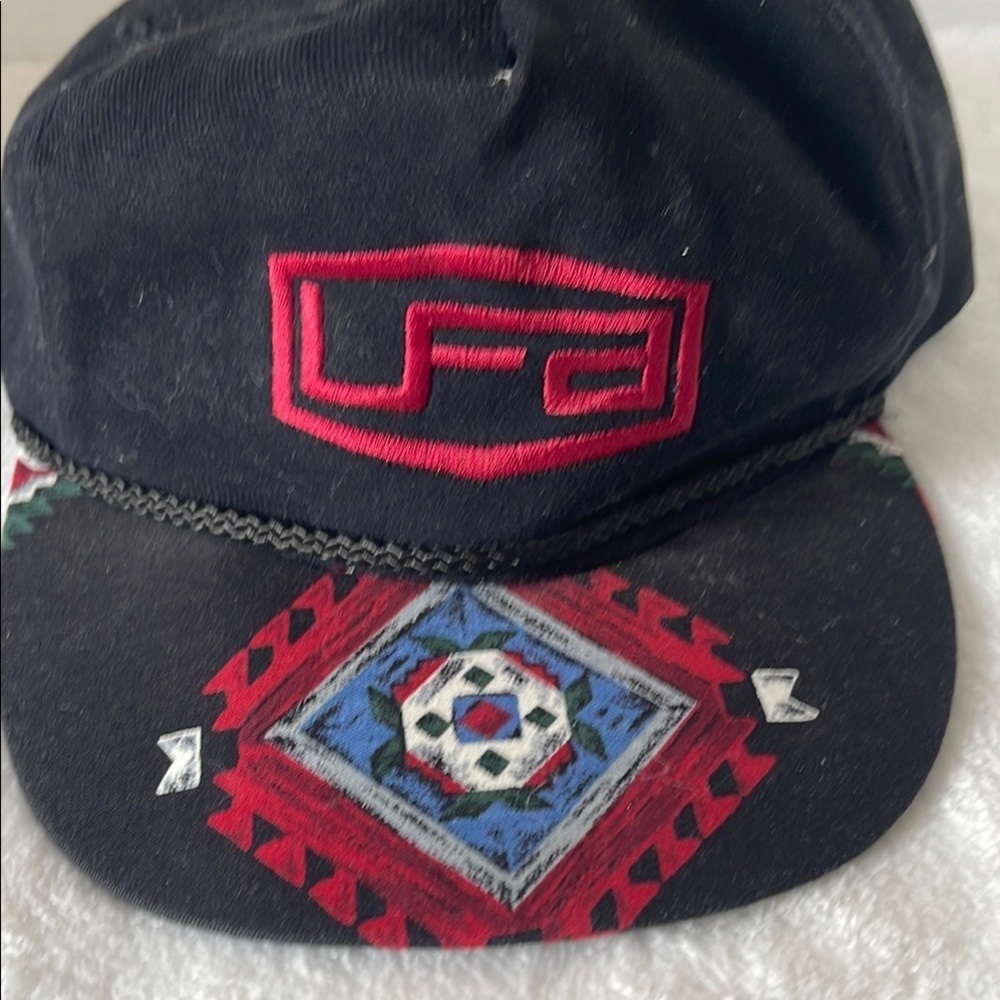 UFA Black and Red Patterned Hat